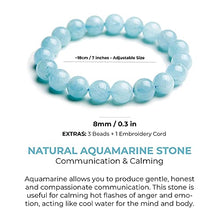 Load image into Gallery viewer, Soothing Bracelet - Natural Aquamarine bracelet - Bring Positive Energy - Peace - Youthfulness Bracelet - Stone Bracelet for Everlasting Joy