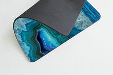 Load image into Gallery viewer, Bright Aqua Blue Turquoise Geode Mineral Stone Mouse Pad, Blue Mousepad