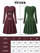Load image into Gallery viewer, VETIOR Swing Dress, Women's Long Sleeve Casual Swing Dress 17033-8 Small Army Green