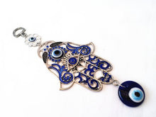 Load image into Gallery viewer, Betterdecor Blue Evil Eye Hamsa Hand Wall Hanging Ornament (with a Pouch)-023