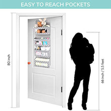 Load image into Gallery viewer, Vesta Baby Over the Door Hanging Organizer - Unisex Space-Saving 4-Pocket Storage Solution for Closet, Children's Room, Nursery - Clear-Window Caddy - 2 Utility Pockets for Small Items and Accessories