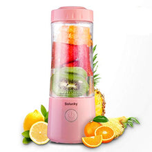 Load image into Gallery viewer, Solucky Portable Personal Blender,Fast Mixer for Smoothie, Fruit Juicer, DIY Milk Shakes, 400ml, Six 3D Blades for Great Mixing(Pink)