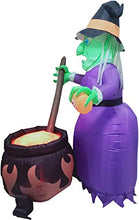 Load image into Gallery viewer, 6 FT Halloween Inflatable Witch with Cauldron Inflatable with Projected 3D Fake Fire Light and Build-in LEDs Blow Up Inflatable for Halloween Party Indoor, Outdoor, Yard, Garden, Lawn Decorations