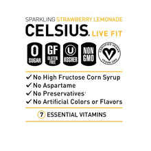 Load image into Gallery viewer, CELSIUS Essential Energy Drink 12 Fl Oz, Sparkling Strawberry Lemonade (Pack of 12)