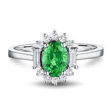 Load image into Gallery viewer, Jewelry Sets Women's Natural Green Emerald Diamond Solid 14K White Gold Ring