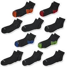 Load image into Gallery viewer, Fruit of the Loom Little Boys' 10 Pack Half Cushion Ankle Socks, Black Assort, Shoe Size: 9–2.5 (Medium)