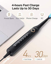 Load image into Gallery viewer, Fairywill Electric Toothbrush for Adults with 5 Modes, Smart Timer, 8 Brush Heads, Fully Rechargeable with One 4 Hr Charge Last 30 Days, Whitening Ultra Sonic Toothbrushes with A Travel Case in Black