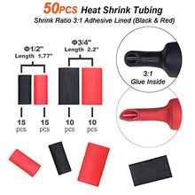 Load image into Gallery viewer, RockDIG 50 PCS AWG 8/6/4/2 Heavy Duty Bare Copper Wire Lugs, Closed-End Tubular Ring Terminals, Battery Electrical Cable Wire Connectors Assortment Kit(with 50 PCS Heat Shrink Tubings Set)