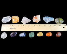 Load image into Gallery viewer, Chakra Mineral Starter Set/Crystal Healing Kit ~ 6 Colorful Mineral Stones Plus 7 Chakra Tumbled Gemstones, Spiritual Metaphysical, Reiki, Chakra, Healing, Bohemian, Natural