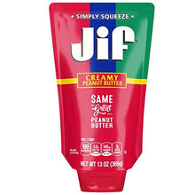 Load image into Gallery viewer, Jif Squeeze Creamy Peanut Butter, 13 Ounces, Smooth, Creamy Texture, Portable Peanut Butter Pouch