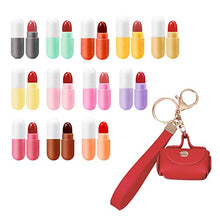Load image into Gallery viewer, Primo Lines 12 Pill Lipstick with 1 Cute Mini Red Leather Bag Key-chain Pouch - Mini Lipstick Velvet Matte, Smooth and Moisturizing Pill Lipsticks, Long-Lasting, Portable and Charming Look All Day Long