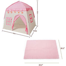 Load image into Gallery viewer, TTLOJ Kids Play Tent and Rectangle Kids Rug Set, Pink Girls Tent, Pink mat