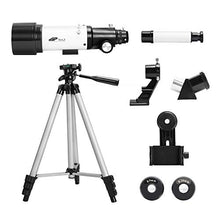 Load image into Gallery viewer, 70mm Aperture 400mm AZ Mount Astronomical Refractor Telescope, Good Gift for Observe The Moon and Landscape - Portable Travel Scope with Backpack