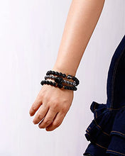 Load image into Gallery viewer, XHUUU Black Obsidian / Terahertz / Lava Stone Beaded Wrap Couples Bracelets for Men and Women Small Skull Statue Evil Eye Bracelet Essential Oil Diffuser Bracelet