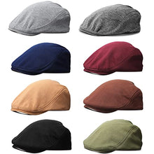 Load image into Gallery viewer, JaGely 8 Pcs Newsboy Hats for Men Cotton Flat Cap Lvy Gatsby Newsboy Hat Scally Cap Newsies Hat Winter Beret Hat Cabbie for Men Father Grandfather Christmas Lovers Gifts, Navy,green,coffee, One Size