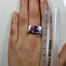 Load image into Gallery viewer, 55Carat Natural Men's Amethyst Rings Bold Band in Silver Oval Shape Feburary Birthstone Jewelry Size 4-13