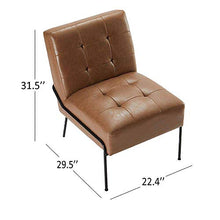 Load image into Gallery viewer, eLuxurySupply Armless Accent Chair - Upholstered Living Room Chair with Stain Resistant Fabric and Elegant Pintucking - Premium High Density Foam Cushion - Easy Assembly - Faux Brown Leather