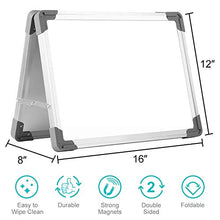 Load image into Gallery viewer, Small Dry Erase White Board – Mini Magnetic Desktop Foldable Whiteboard Easel for Kids Education with Three Pens, Two Magnets – TSJ OFFICE