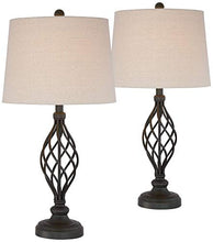 Load image into Gallery viewer, Annie Traditional Table Lamps Set of 2 Bronze Iron Scroll Tapered Cream Drum Shade for Living Room Family Bedroom - Franklin Iron Works