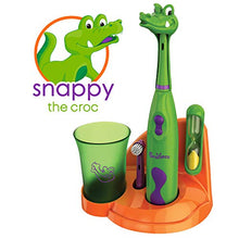Load image into Gallery viewer, Brusheez Kid's Electric Toothbrush (Safari Edition) Set - Soft Bristles, Easy-Press Power Button, 2 Brush Heads, Cute Animal Cover, Sand Timer, Rinse Cup & Storage Base - Snappy The Croc
