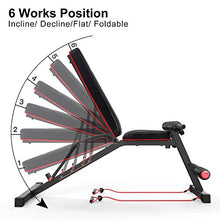 Load image into Gallery viewer, HARISON Weight Bench Adjustable Utility Exercise Workout Bench for Full Body Workout Home Gym Strength Training Multi-Purpose Folding Flat Incline Decline Bench 550 LBS (HR-608)