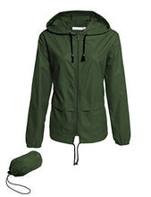 Load image into Gallery viewer, Avoogue Lightweight Raincoat Women's Waterproof Windbreaker Packable Outdoor Hooded Rain Jacket Dark Green XXL