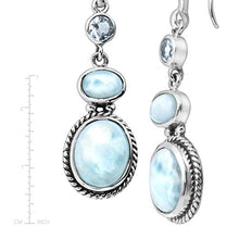Load image into Gallery viewer, Silpada 'Blue Blazes' Natural Larimar & Blue Topaz Drop Earrings in Sterling Silver