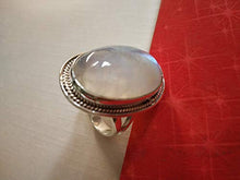 Load image into Gallery viewer, Moonstone Ring, 925 Sterling Silver ring, June Birthstone, Large Stone Ring, Mediation Ring, Engagement Ring, Moonstone jewelry, Rainbow Moonstone Ring, Statement Ring, Engagement & Anniversary Gifts