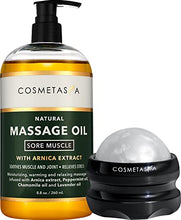 Load image into Gallery viewer, Cosmetasa Massage Oil for Sore Muscles with Roller Ball - Soothes Joints & Muscles with Arnica, Lavender Oil, Peppermint Oil & Chamomile Extract
