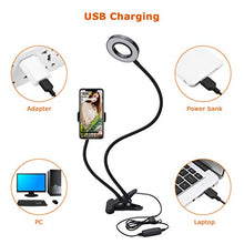 Load image into Gallery viewer, Selfie Ring Light, LEDGLE Upgraded Ring Light 360° Rotating with Cell Phone Holder Stand and Flexible Arms 3 Light Modes 10 Level Brightness for Live Stream Makeup and YouTube Video