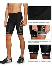 Load image into Gallery viewer, BALEAF Men's Cycling Shorts 3D Padded Bicycle Riding Pants Bike Tights UPF 50+ Black/Orange Size XXL