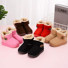 Load image into Gallery viewer, TIMATEGO Baby Kids Boys Girls Snow Boots Cozy Fur Non Slip Bailey Button Infant Toddler First Walker Outdoor Winter Shoes (Toddler/Little Kid) 4 Toddler, 004 Black Baby Boots