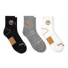 Load image into Gallery viewer, Timberland Men's 3-Pack Yellow Boot Shortie Half Cushioned Quarter Socks, Multi, Medium
