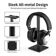 Load image into Gallery viewer, Headphone Stand Headset Holder New Bee Earphone Stand with Aluminum Supporting Bar Flexible Headrest ABS Solid Base for All Headphones Size (Black)