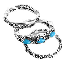 Load image into Gallery viewer, Carolyn Pollack Sterling Silver Blue Turquoise Gemstone Stackable Set of 3 Rings Size 10