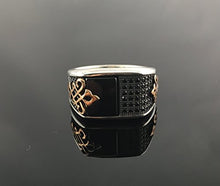 Load image into Gallery viewer, KAR 925K Stamped Sterling Silver Black Onyx w/ 36 Cubic Zircone Stone Men's Ring K7A (8)