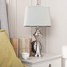 Load image into Gallery viewer, Oneach Modern USB Table Lamps Set of 2 for Living Room Bedroom Brushed Nickel Bedside Nightstand Lamps with Fabric Lampshade