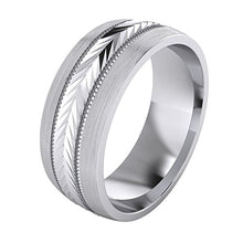 Load image into Gallery viewer, LANDA JEWEL Heavy Sterling Silver 8mm Mens Wedding Band Arrow Patterned Ring Comfort Fit Brushed (10.5)
