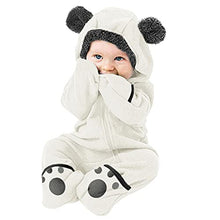 Load image into Gallery viewer, Newborn Baby Fleece Jumpsuits,Infant Bear Hooded Romper Warm Snowsuit Plush Sleepwear Winter Coat for Baby Girl Boy
