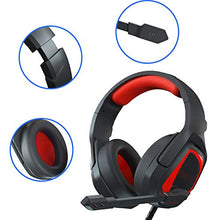 Load image into Gallery viewer, Gaming Headset Over Ear Stereo Headphone with Mic, Soft Memory Earmuffs, Noise Canceling, 3.5mm Audio-Jack for PS4 Xbox One Controller/Mac/PC/Computer/Phones/Tablets (Black Red)