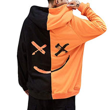 Load image into Gallery viewer, Litetao Men Pullover Hoodie Sweater Smile BE Happy Print Patchwork Hip Hop Costume (M, Orange)