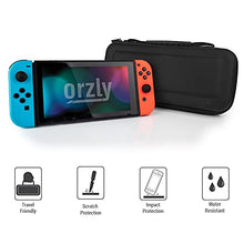 Load image into Gallery viewer, Orzly Carry Case Compatible with Nintendo Switch and New Switch OLED Console - Black Protective Hard Portable Travel Carry Case Shell Pouch with Pockets for Accessories and Games