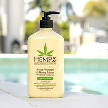 Load image into Gallery viewer, Hempz Sweet Pineapple & Honey Melon Moisturizing Skin Lotion, Natural Hemp Seed Herbal Body Moisturizer with Jojoba, Natural Extracts, Vitamin A and E, 17 oz, 2 Pack Bundle