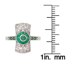 Load image into Gallery viewer, 10k White Gold Antique Vintage Style Genuine Emerald and Diamond Ring