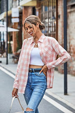 Load image into Gallery viewer, Kids Girls Long Sleeves Button Down Gingham Plaid Flannel Shirt Tops for Toddlers Baby and Little Girls, Pink White Plaid, 11-12 Years/Tag 180