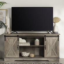 Load image into Gallery viewer, Walker Edison Richmond Modern Farmhouse Sliding Barn Door TV Stand for TVs up to 65 Inches, 58 Inch, Grey Wash