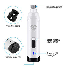 Load image into Gallery viewer, Casfuy Dog Nail Grinder Upgraded - Professional 2-Speed Electric Rechargeable Pet Nail Trimmer Painless Paws Grooming & Smoothing for Small Medium Large Dogs & Cats (White)