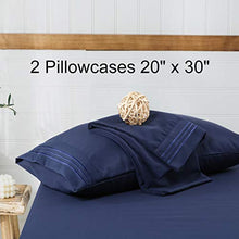 Load image into Gallery viewer, Abakan Full Bed Sheet Set Extra Soft 1800 Thread Count Silky Smooth Microfiber Hotel Luxurious Premium Cooling Sheet Breathable, Wrinkle, Fade Resistant Deep Pocket - 4 Piece (Full, Navy Blue)