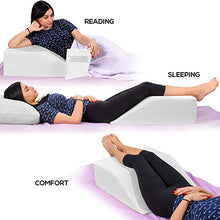 Load image into Gallery viewer, Leg Elevation Memory Foam Pillow with Removeable, Washable Cover - Elevated Pillows for Sleeping, Blood Circulation, Leg Swelling Relief and Sciatica Pain Relief - Pillow for Back Pain and Pregnancy