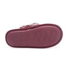 Load image into Gallery viewer, Jessica Simpson Women's Comfy Faux Fur House Slipper Scuff Memory Foam Slip on Anti-skid Sole, Burgundy, Large